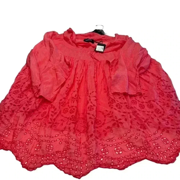 NWT Adele Fado Cotton Blouse Top Sz EU40 US L Eyelet Accents Cowl Neck ITALY - Picture 2 of 12